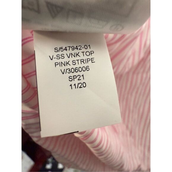 GAP 100% Rayon Short Sleeve V Neck Striped Top Pink & White XXL NWT - Picture 5 of 5